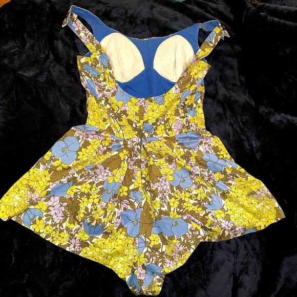 VINTAGE 60's BRIGANCE BY SINCLAIR FLORAL PRINT SWIM DRESS ROMPER BATHING SUIT - Picture 4 of 10